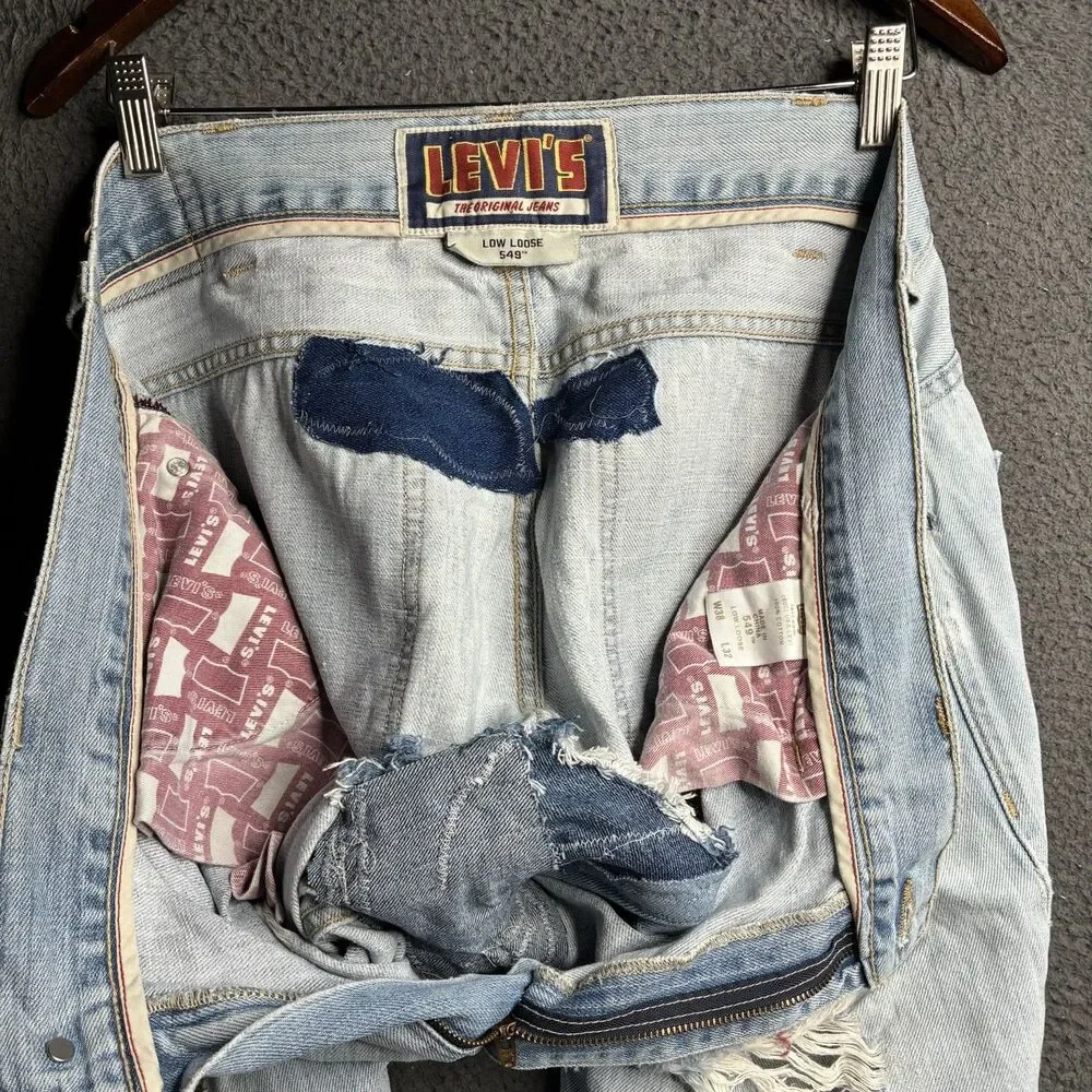 VINTAGE Levi's 549 Men Jeans 38X30 Denim Low Loose Baggy Skater Y2K Thrashed
